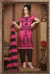 Manufacturers Exporters and Wholesale Suppliers of Pink Colored Churidar Suit Surat Gujarat